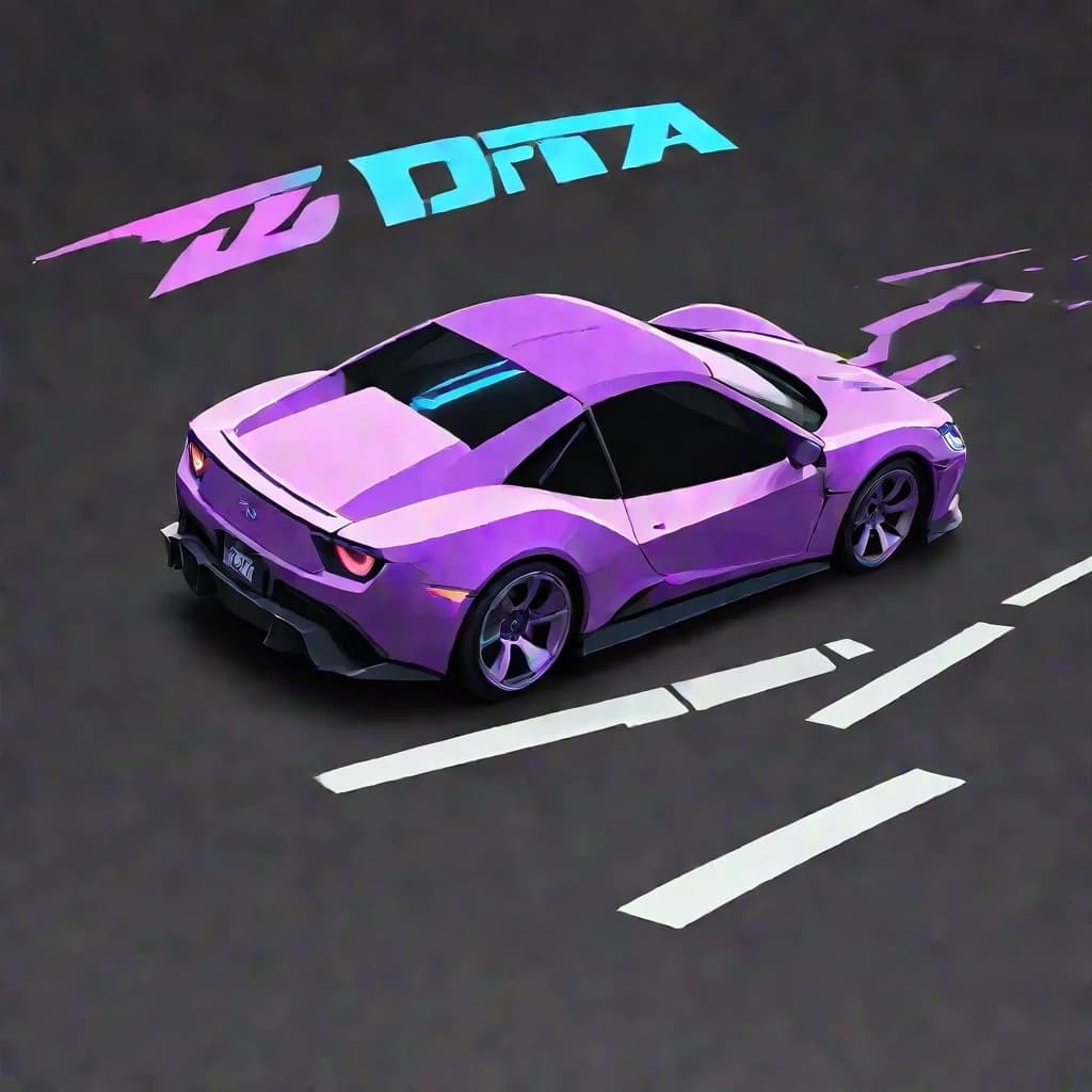 Kefir_0K — a modern, technological logo that combines associations with kefir and digital technologies. Simple, memorable form with minimalism and flexibility for different media. Colors: cool purple palette from violet to magenta; neutral dark base; bright accent for dynamics. 3D car modeling Innovativeness: the zero index 0 and the capital K emphasize the techno-focus. in graffiti style